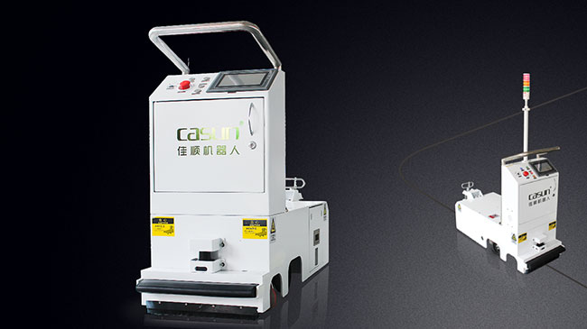 L mecanografía el vehículo dirigido automatizado AGV unidireccional de Tugger con el sistema de la automatización